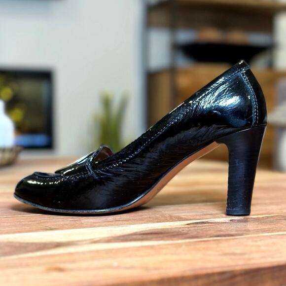 COACH | US 9.5 B | HANAH Gold Lined Black Patent Leather Pump 3-inch Heel A3848 - Picture 6 of 11